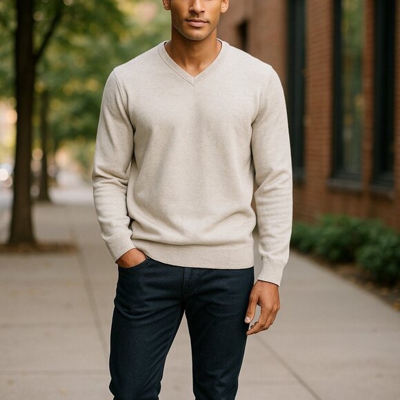 Vince Other - VINCE Cashmere Mens Sweater XL Oatmeal Heathered Cream Luxe V-neck